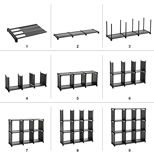 Unitate de depozitare DIY cu 9 cuburi, Raft deschis, Etajera pentru familie, Organizator pentru dulapuri, Cea mai buna unitate de depozitare in living, Negru SONGMICS