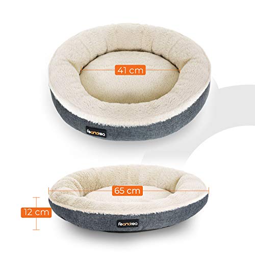 Pat pentru caini , pat pentru pisici, forma de gogoasa, diametru de 65 cm, gri inchis FEANDREA