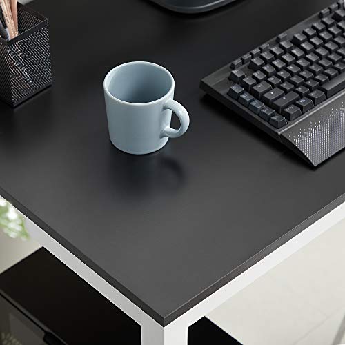 Birou pentru calculator, masa de scris cu un birou mare, birou de birou stabil, masa de dining moderna, birou la domiciliu, asamblare usoara, 120 x 60 x 76 cm (L x l x i), negru, alb, VASAGLE