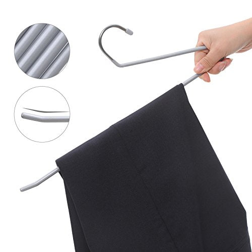 Set de 20 de Umerase pentru Pantaloni din Metal cu Capete Deschise si Acoperire Antiderapanta, Economisirea Spatiului, Latime de 38 cm, Gri SONGMICS