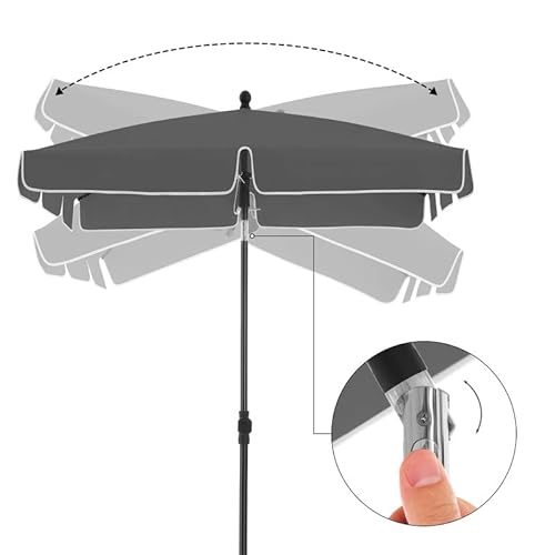 Umbrela Balcon Dreptunghiulara de 1,8 x 1,25 m, Protectie UPF 50+, Parasolar inclinabil, Cu Panza Acoperita cu PA, Geanta de Transport, Gradina Terasa, Baza nu este Inclusa, Gri SONGMICS