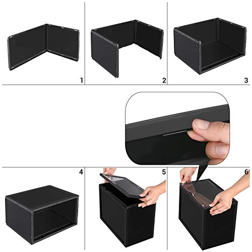 Cutii pentru Pantofi, Set de 6 Organizatoare pentru Pantofi Suprapunere cu Usa Transparenta, Stocare pentru Pantofi din Plastic, Potrivite pentru Marimea 45 UK, 36 x 28 x 22 cm, Negre SONGMICS