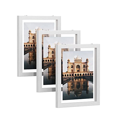 Set de 3 Rame Foto pentru Poze de 10 x 15 cm (4 x 6 inch), 13 x 18 cm (5 x 7 inch), 15 x 20 cm (8 x 10 inch), Albe SONGMICS