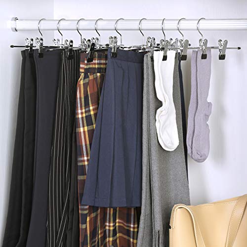 Set umerase metalice pentru pantaloni, 20buc , carlige antiderapante cu clips pentru pantaloni si sosete, lungime de 31 cm, robuste, argintiu si negru, 31 x 10,5 cm, SONGMICS