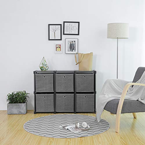 Unitate de depozitare in forma de scara, 6 cuburi cu 6 cutii de depozitare, Organizator de dulap DIY, Multifunctional cu design modular, Cadru din metal robust, Include ciocan din cauciuc, 105 x 30 x 105 cm, Negru SONGMICS