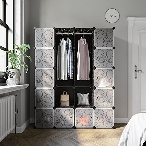 Dulap cu 2 Bare pentru Haine 180 x 145 x 37 cm Negru SONGMICS