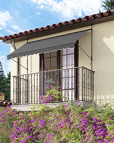 Copertina cu clema, 300 x 130 cm, Copertina pentru Balcon, cu Inaltime Reglabila, cu Maner, Protectie Solara pentru Balcon, Terasa, Gradina, Antracit SONGMICS