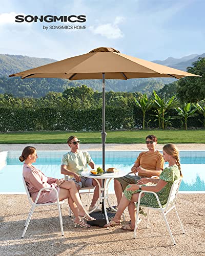 Umbrela de Gradina de 290 cm, Protectie UPF 50+, Parasolar de Soare, inclinare la 30° in 2 Directii, Manivela pentru Deschidere si inchidere, pentru Gradini in Aer Liber, Piscine, Balcoane, Terasa, Baza nu este Inclusa, Taupe SONGMICS