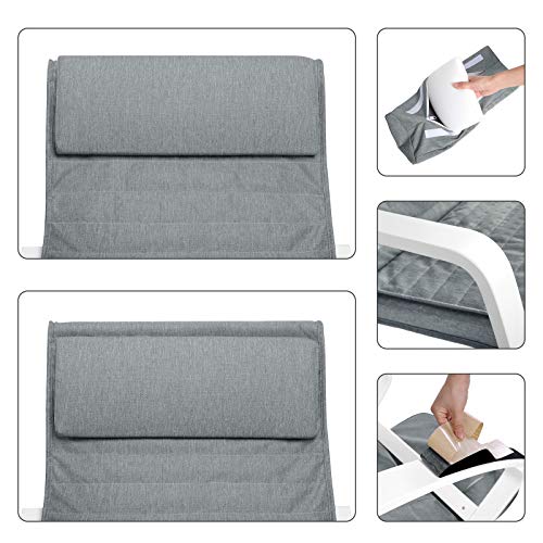 Scaun de lemn de mesteacan cu functie de leganare, Scaun de relaxare, Suport pentru picioare reglabil in 5 niveluri, Husa din material textil sintetic, Greutate maxima suportata 150 kg, Pentru living sau dormitor, Culoare Gri deschis . SONGMICS