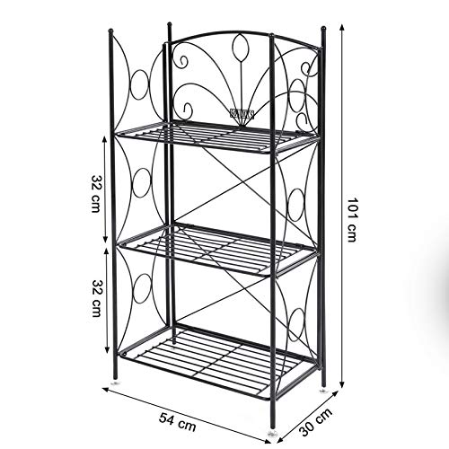 Raft de Baie / Stand pentru Plante - Stand pentru Gradina din Fier Forjat / Stand pentru Plante / Stand pentru Flori cu 3 Etaje - SONGMICS