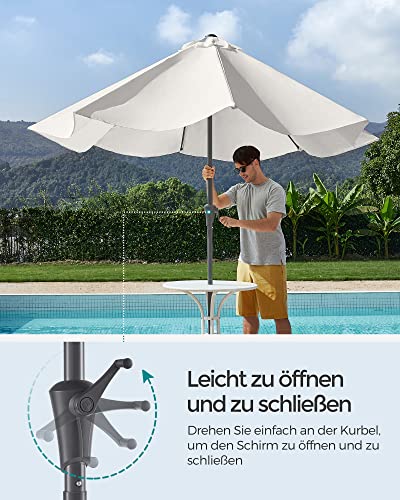 Umbrela de Gradina de 290 cm, Protectie UPF 50+, Parasolar de Soare, inclinare la 30° in 2 Directii, Manivela pentru Deschidere si inchidere, pentru Gradini in Aer Liber, Piscine, Balcoane, Terasa, Baza nu este Inclusa, Bej SONGMICS