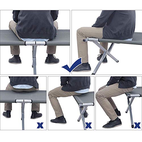 Pat pliabil pentru camping, pat de tabara stabil, portabil, 210 x 72 x 45 cm, capacitate maxima de incarcare statica de 260 kg, pentru calatorii in aer liber, gri SONGMICS