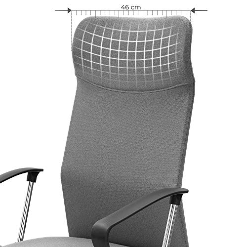 Scaun de birou Ergonomic, Scaun rotativ cu perna pentru sezut din material textil, Ajustabil in inaltime si inclinabil pana la o capacitate de incarcare de 120 kg, Gri SONGMICS