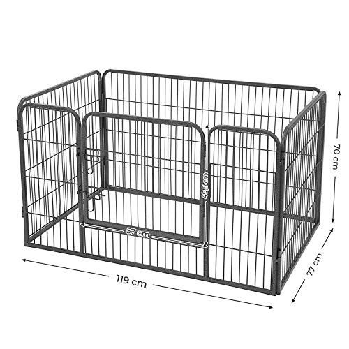 Cusca pentru Catei  cu 4 Parti, Cusca de Joaca Rezistenta pentru Catelusi, Gri, 122 x 70 x 80 cm FEANDREA