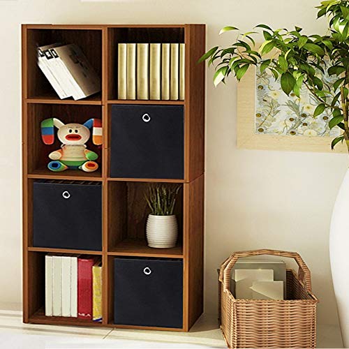 Set  de 6 Cutii de Depozitare Pliabile, Cuburi de Depozitare din tesatura, Organizator pentru Haine, Cutii pentru Jucarii cu Grommet, 30 x 30 x 30 cm, pentru Dormitor, Sufragerie, Negru SONGMICS