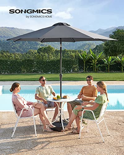 Umbrela de Gradina de 264 cm, Protectie UPF 50+, Parasolar de Soare, inclinare la 30° in 2 Directii, Manivela pentru Deschidere si inchidere, pentru Gradini in Aer Liber, Piscine, Balcoane, Terasa, Baza nu este Inclusa, Gri SONGMICS