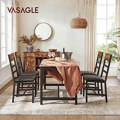 Scaune dining , set de 2, scaune de bucatarie cu cadru din metal, scaune tapitate, captuseala moale, ergonomice, pentru sala de mese si bucatarie, maro vintage/negru, VASAGLE