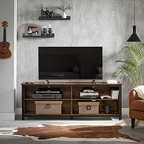 Stand TV, Cabinet TV cu 4 Cuburi pentru Televizoare de pana la 65 de Inch, Unitate TV cu Rafturi Ajustabile si Management al Cablurilor, Industrial, Maro Rustic si Negru, VASAGLE