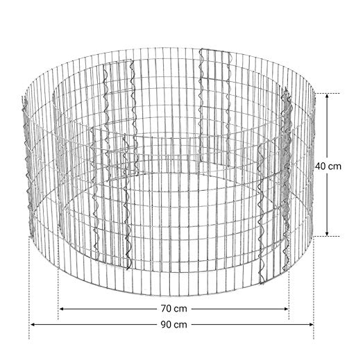 Cos Gabion Rotund inalt pentru Piatra, Cusca si Cos Gabion Metalic cu Plase Groase de 2,5 x 10 cm, Otel Galvanizat Antirugina, 90 x 40 cm (Diametru x inaltime), Decor de Gradina cu Paturi de Flori SONGMICS