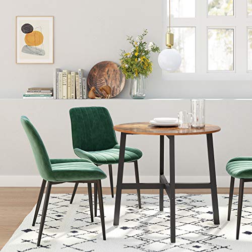 Masa dining , masa de bucatarie rotunda, pentru camera de zi, birou, 80 x 75 cm (Diametru x inaltime), stil industrial, maro rustic si negru, VASAGLE