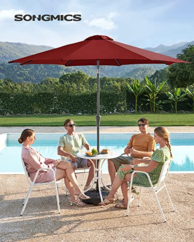 Umbrela de Gradina de 290 cm, Protectie UPF 50+, Parasolar de Soare, inclinare la 30° in 2 Directii, Manivela pentru Deschidere si inchidere, pentru Gradini in Aer Liber, Piscine, Balcoane, Terasa, Baza nu este Inclusa, Rosu SONGMICS