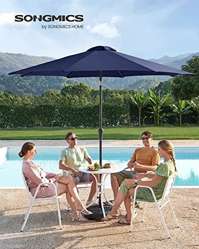 Umbrela de Gradina de 290 cm, Protectie UPF 50+, Parasolar de Soare, inclinare la 30° in 2 Directii, Manivela pentru Deschidere si inchidere, pentru Gradini in Aer Liber, Piscine, Balcoane, Terasa, Baza nu este Inclusa, Albastru SONGMICS