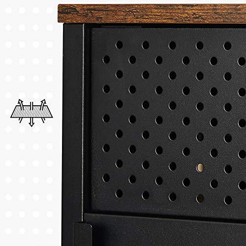 Stand TV, Cabinet TV, Masa TV cu 3 Rafturi Ajustabile, pentru Televizoare de pana la 55 de Inch, pentru Camera de Zi, Dormitor, Maro Rustic si Negru SONGMICS