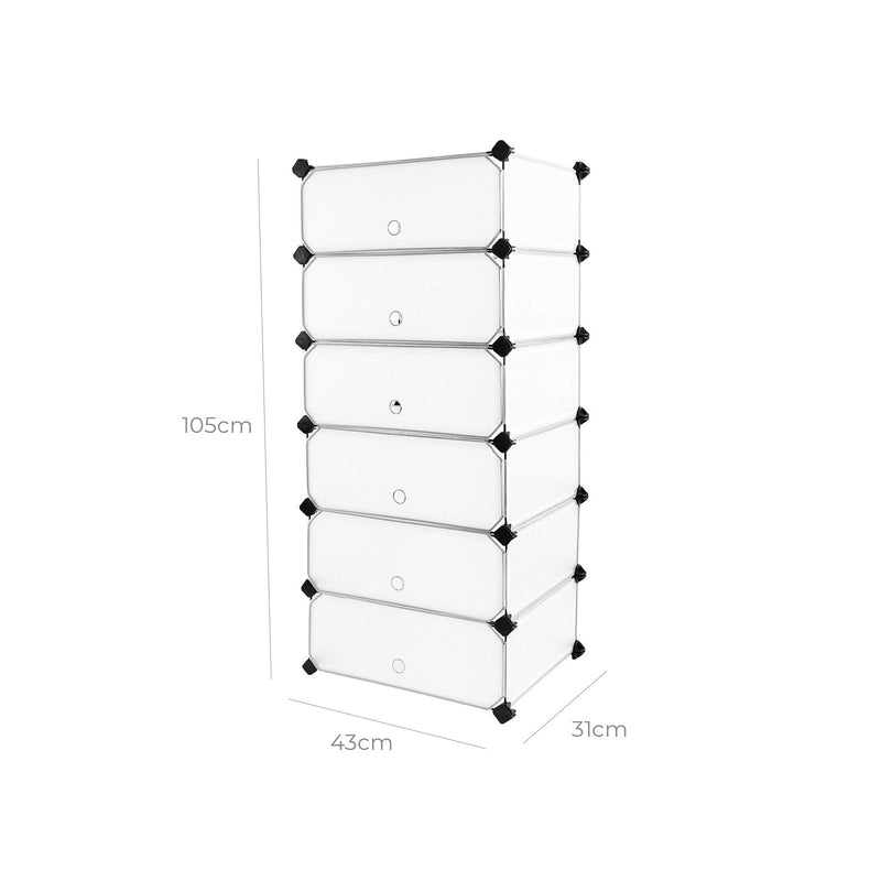 Raft pentru Pantofi cu imbinare 6 Cuburi, Dulap Garderoba de Tip Stand, Organizator de Depozitare, Dulap pentru Camping, Cupe pentru Cabinet, Rafturi 43 x 31 x 105 cm SONGMICS