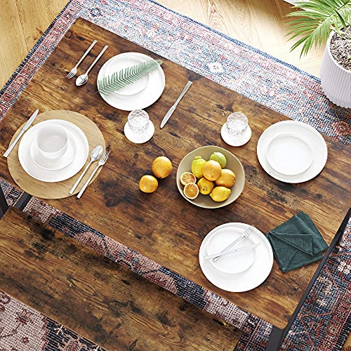 Masa dining  pentru 4 persoane, masa de bucatarie, 120 x 75 x 75 cm, cadru metalic rezistent, stil industrial, pentru camera de zi, sala de mese, maro rustic si negru, VASAGLE