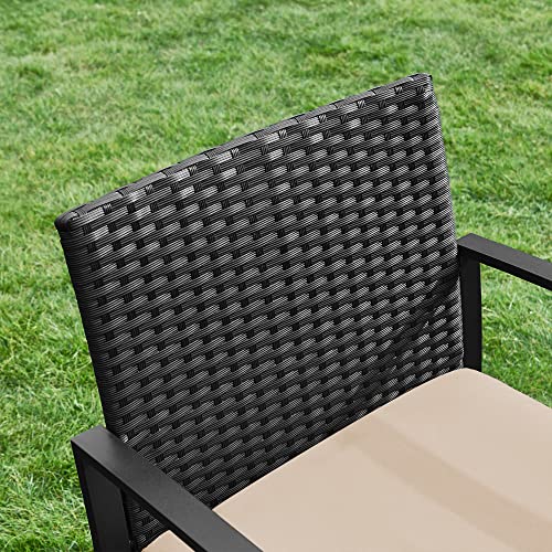 Set de Mobilier pentru Balcon  , Mobilier de Gradina din PE Poliratan, Set de Lounge cu Masa si 2 Scaune, Mobilier de Curte pentru Montaj Usor pentru Balcon si Curte, Negru/Bej SONGMICS