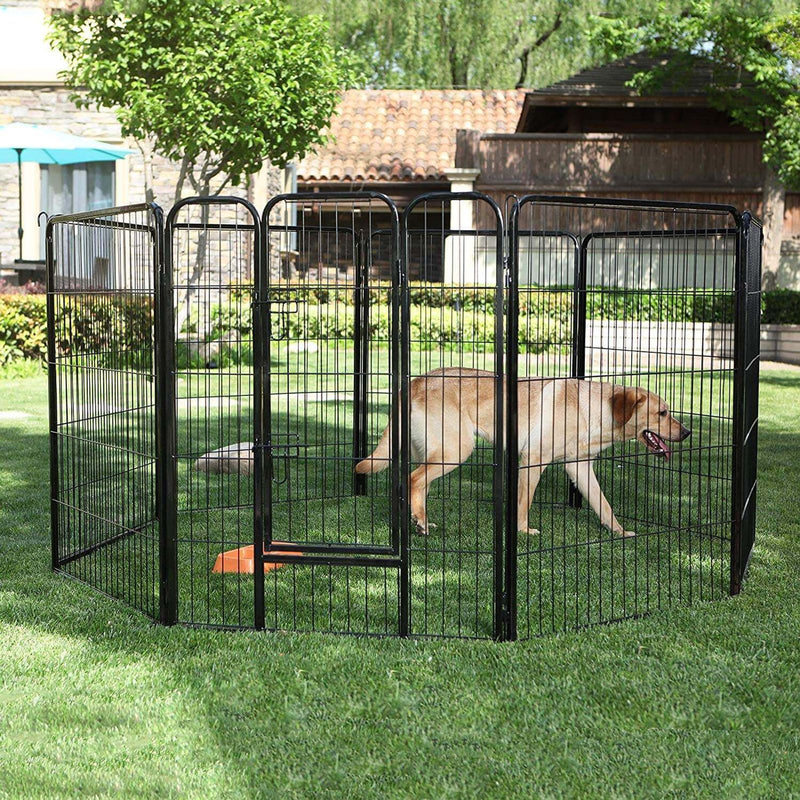 Gard pentru Animale de Companie cu 8 Panouri, inchidere pentru Caini Robusta, 77 x 100 cm, Negru FEANDREA