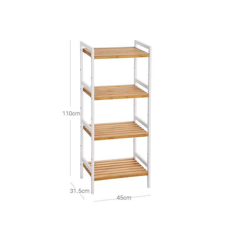 Etajera raft de baie Songmics cu 4 polite din bambus 110 x 45 x 31.5 cm