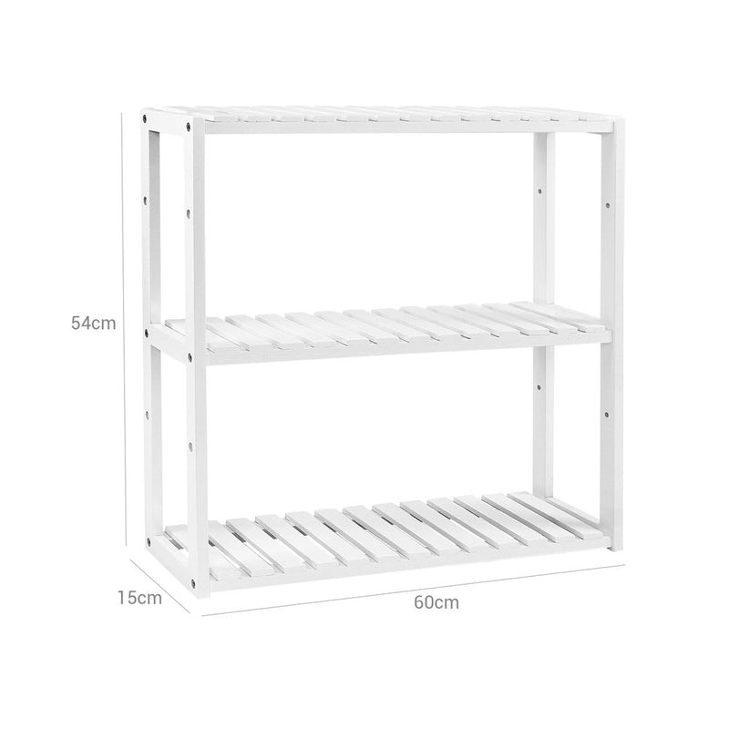 Etajera raft Songmics cu 3 polite reglabile din bambus alb 60x 54 x 15 cm