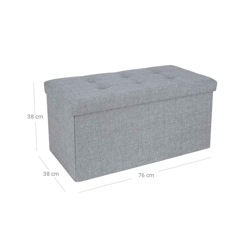 Cutie pentru jucarii pliabila din material de in cu capac, Spatiu versatil de economisire a spatiului, Gri deschis 76 x 38 x 38 cm SONGMICS