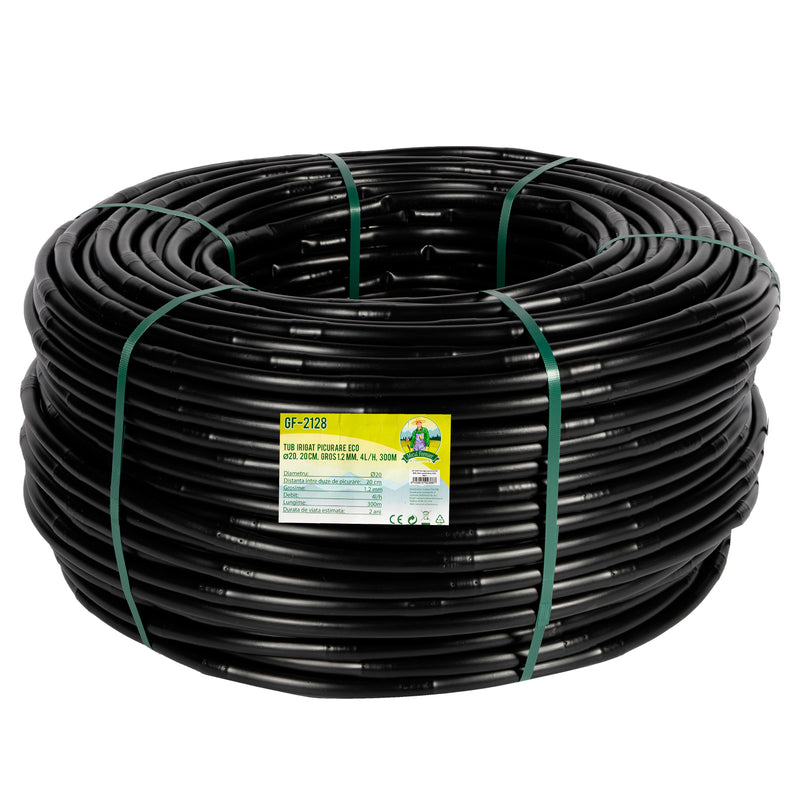 Tub picurare ECO 300M diametru 20 distanta picurare 20cm grosime 1.2mm debit 4l/ora
