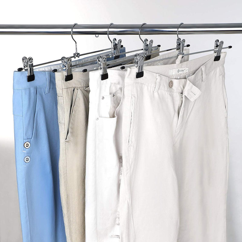 Set umerase metalice pentru pantaloni, 20buc , carlige antiderapante cu clips pentru pantaloni si sosete, lungime de 31 cm, robuste, argintiu si negru, 31 x 10,5 cm, SONGMICS