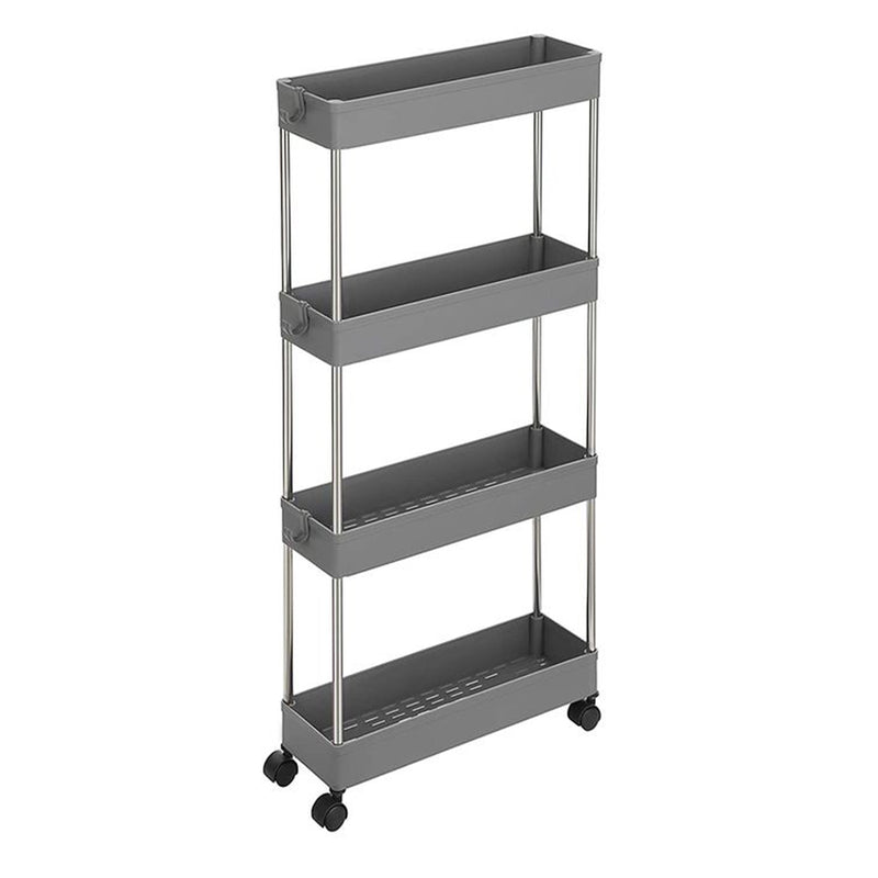 Carucior organizator slim mobil cu 4 rafturi pentru bucatarie, baie, toaleta, masina de spalat gri 40 х 12.5 х 86 cm