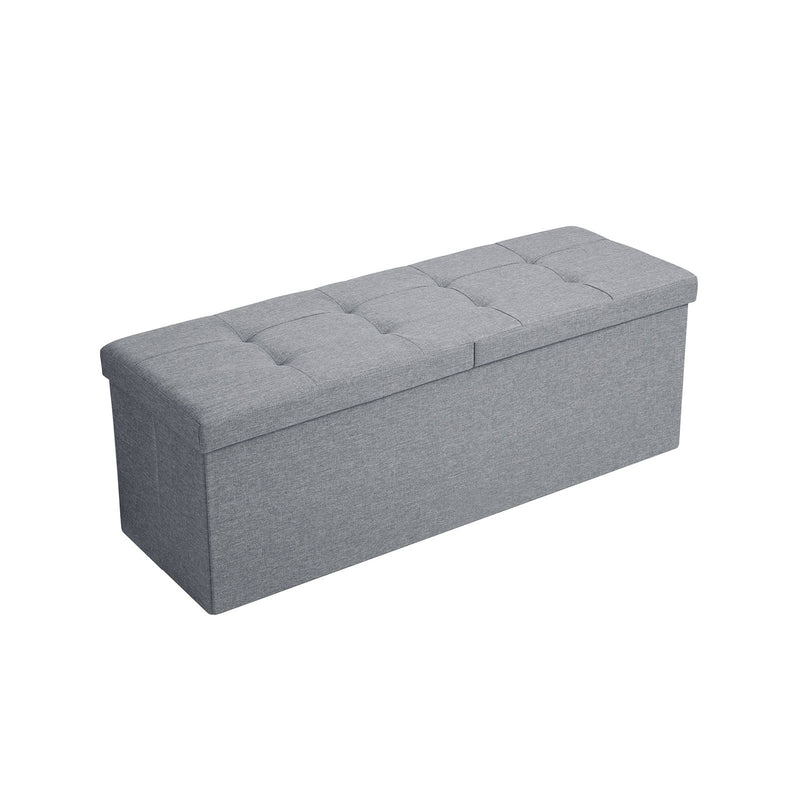 Banca-otoman pliabila de 120L, Cutie de depozitare, Cu capac rabatabil, Banca pentru pantofi, 110 x 38 x 38 cm, Capacitate de incarcare de 300 kg, Gri deschis SONGMICS