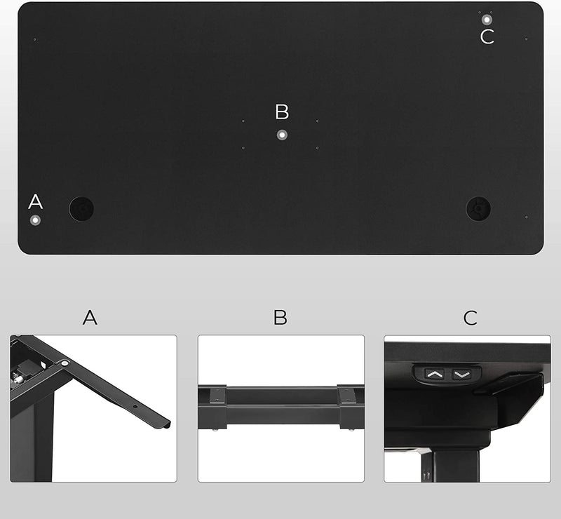 Placa de Masa Electrica cu Margini Netede, Acoperire Melamina, MDF, 140 x 70 x 1.8 cm, Neagra LDB002B02 SONGMICS