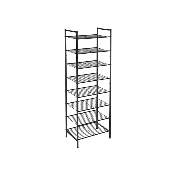 Suport pentru Pantofi Slim cu 8 Etaje, Stand pentru Organizarea Pantofilor, 16-24 de Perechi de Pantofi, Economisire de Spatiu cu Capacitate Mare, Stand Vertical pentru Pantofi din Metal, 44.6 x 30.5 x 128.5 cm, Negru SONGMICS