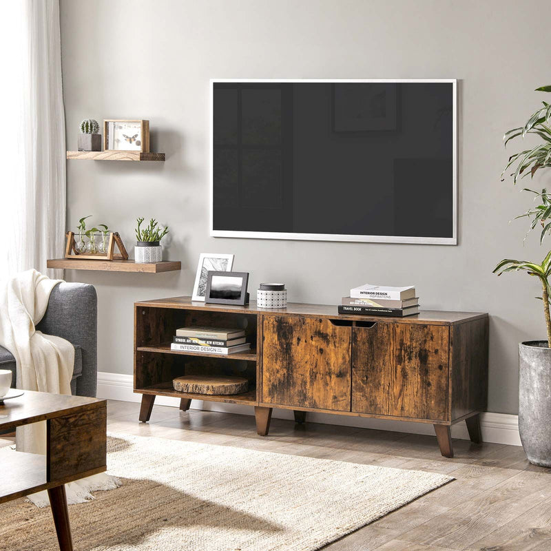 Cabinet TV pentru Televizoare de pana la 60 de Inch, Stand TV cu 2 Usi, Rafturi Ajustabile, Masuta TV, pentru Camera de Zi, Sufragerie, Dormitor, Maro Rustic, VASAGLE