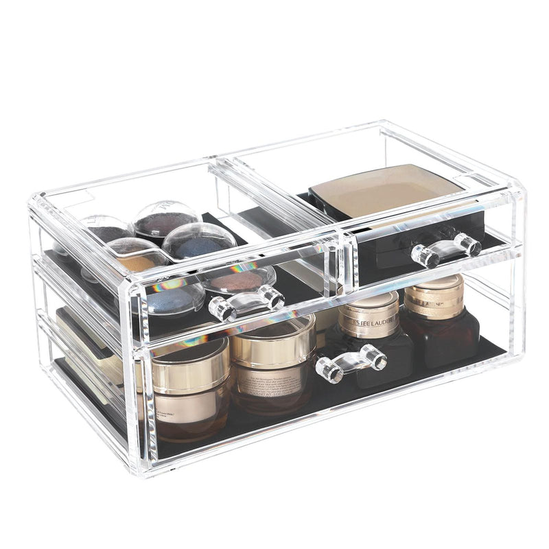 Organizator Mare din Acrilic Transparent pentru Machiaj, Cutie pentru Cosmetice cu 6 Sertare, pentru Palete, Pensule, Fonduri de Ten, Rujuri, Oje, Agrafe de Par, Cadou Minunat pentru Cei Dragi SONGMICS