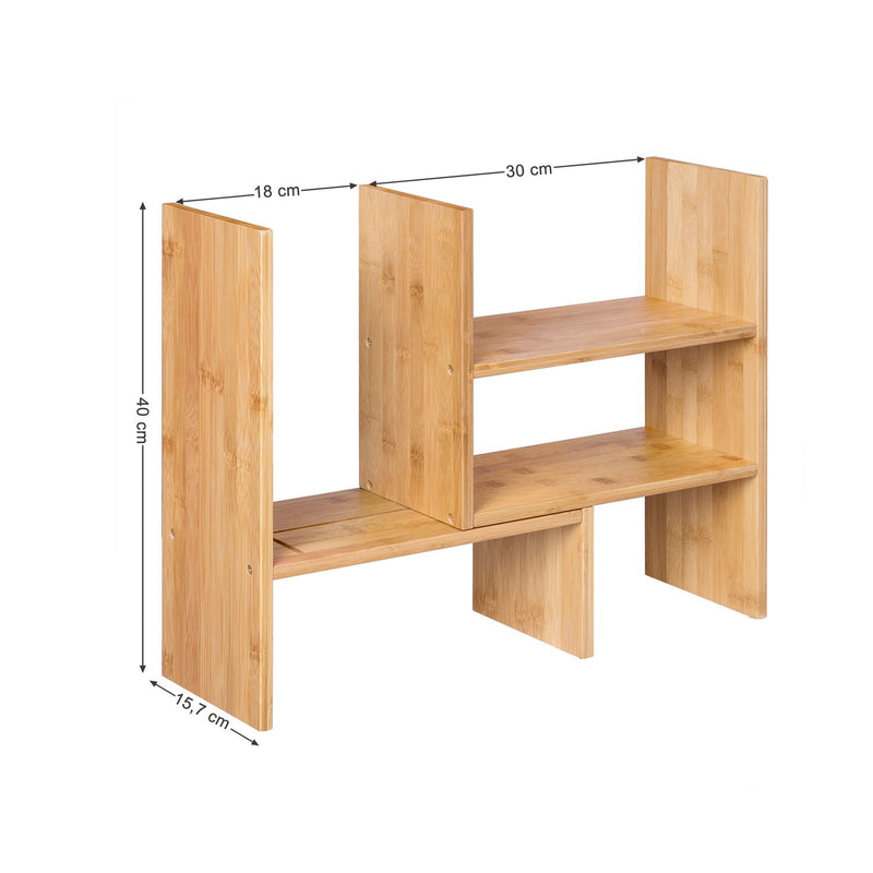 Organizator de Birou, 3 Module Adaptable, Suport pentru Masa DIY Compact, Mica Biblioteca Decorativa pentru Birou, Bucatarie, Baie, Bambus Natural SONGMICS