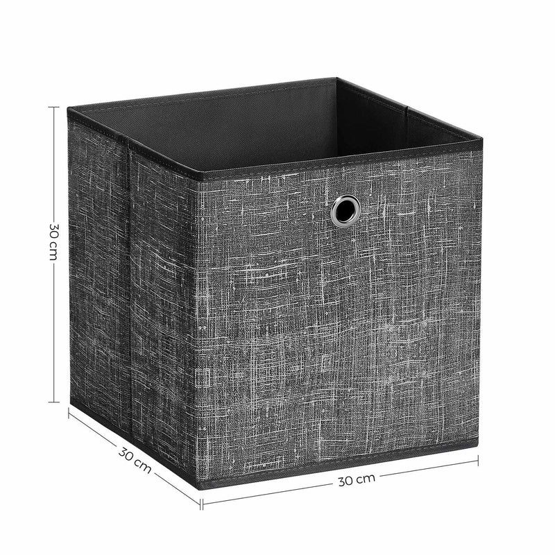 Cutii de Depozitare Pliabile, Set de 6 Cuburi de Depozitare din Material Netesut, 30 x 30 x 30 cm, Cutii Organizatoare pentru Jucarii si Haine, Negru, SONGMICS