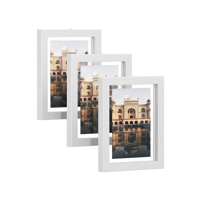 Set de 3 Rame Foto pentru Poze de 10 x 15 cm (4 x 6 inch), 13 x 18 cm (5 x 7 inch), 15 x 20 cm (6 x 8 inch), Albe SONGMICS