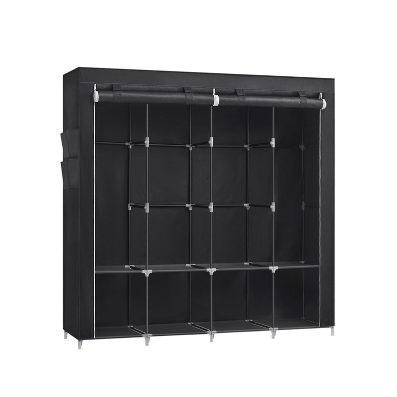 Dulap pentru Haine, Dulap Portabil, Organizator pentru Haine cu 4 Bare de Asezare, Rafturi, 4 Buzunare Laterale, 45 x 170 x 167 cm, Capacitate Mare pentru Dormitor, Sufragerie, Negru SONGMICS