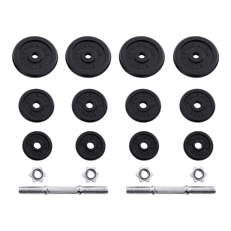 Set de 2 gantere din fonta , 2 x 20 kg placi de greutate, reglabile pentru barbati si femei, antrenament de fitness, ridicarea greutatilor, sala de sport la domiciliu, negre SONGMICS