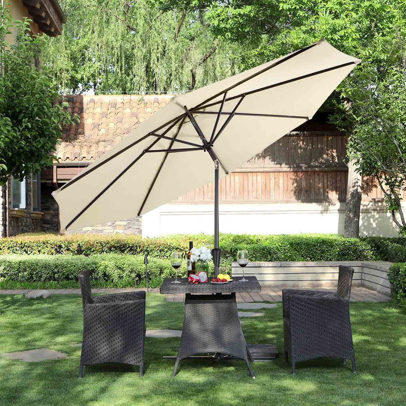 Umbrela de Gradina de 290 cm, Protectie UPF 50+, Parasolar de Soare, inclinare la 30° in 2 Directii, Manivela pentru Deschidere si inchidere, pentru Gradini in Aer Liber, Piscine, Balcoane, Terasa, Baza nu este Inclusa, Bej SONGMICS