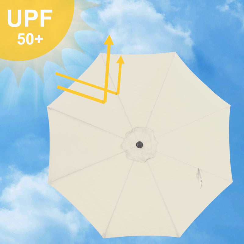 Umbrela de Gradina de 290 cm, Protectie UPF 50+, Parasolar de Soare, inclinare la 30° in 2 Directii, Manivela pentru Deschidere si inchidere, pentru Gradini in Aer Liber, Piscine, Balcoane, Terasa, Baza nu este Inclusa, Bej SONGMICS