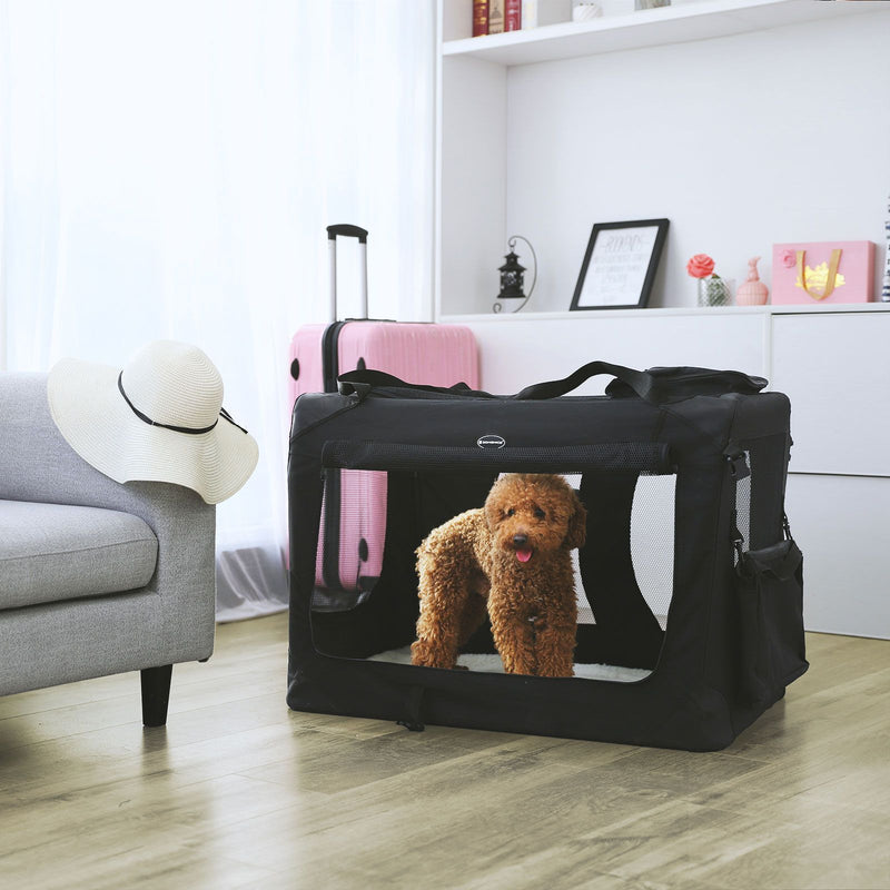 Cutie de transport pentru caini  B00TI0V2XC pentru masina, cusca de transport pentru caini, cutie pliabila pentru pisici, din material Oxford, XXL, 91 x 63 x 63 cm, negru , 4700 g FEANDREA